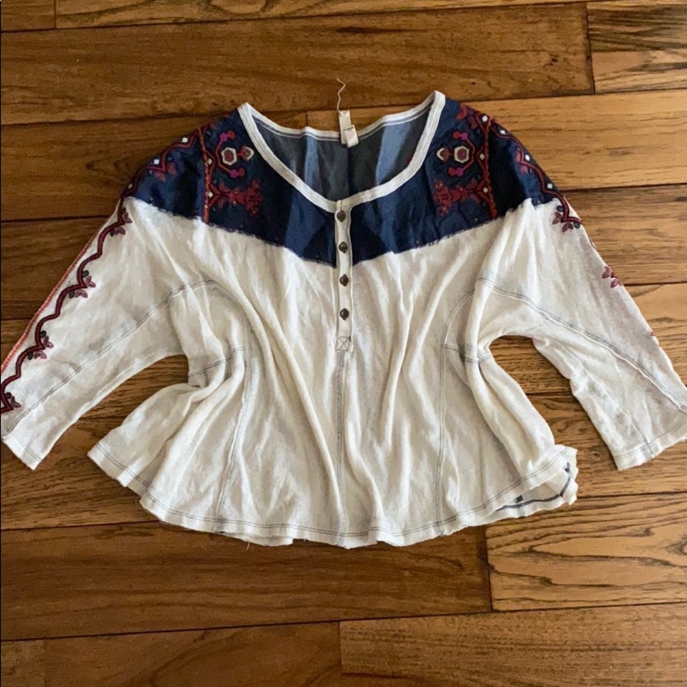 Free People Embroidered Embellished Top